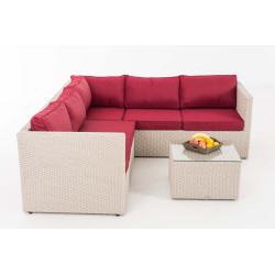 Ecksofa-Garnitur Liberi 5mm Rubinrot