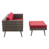 2er Sofa Molde mit Fußhocker Flachrattan grau-meliert 40 cm (Dunkelgrau)