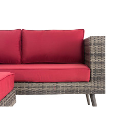 2er Sofa Molde mit Fußhocker Flachrattan grau-meliert 40 cm (Dunkelgrau)