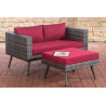 2er Sofa Molde mit Fußhocker Flachrattan grau-meliert 40 cm (Dunkelgrau)