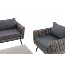 Loungeset Kiruna Rundrattan Grau-meliert 40 cm (Dunkelgrau)