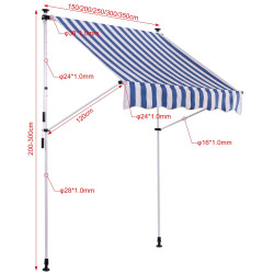 Toldo ajustable Westerly 350x120 cm,weiß/blau