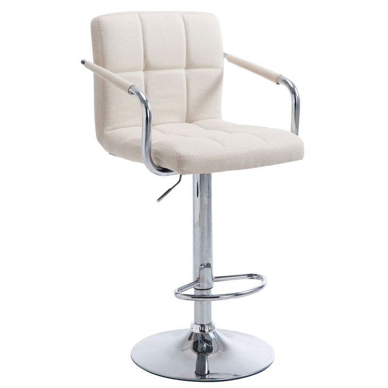 Taburete Lucy V2 Tapizado En Tela Beige,Cromado