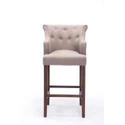Taburete Lykso Base en Madera Oscura Envejecida Gris topo