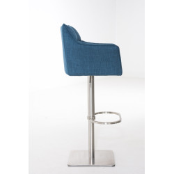 Taburete De Bar Damaso En Tela Azul,Acero inoxidable