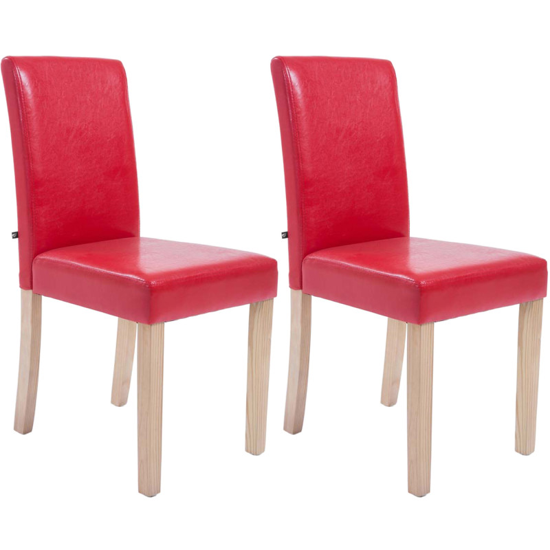 Set De 2 Sillas De Comedor Ina Madera Natural Rojo