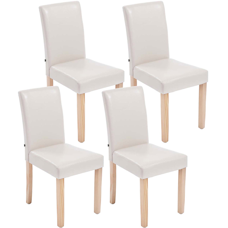 Set De 4 Sillas De Comedor Ina Madera Natural Crema