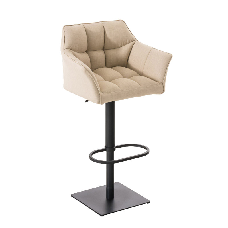 Taburete De Bar Damaso En Tela Crema,Negro