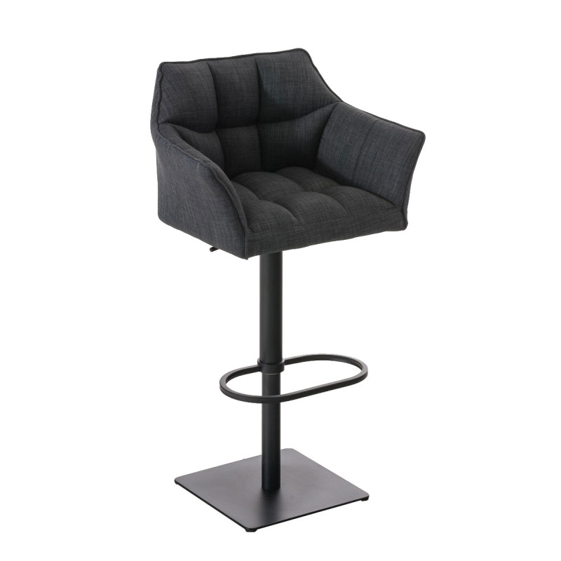 Taburete De Bar Damaso En Tela Gris oscuro,Negro