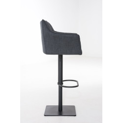 Taburete De Bar Damaso En Tela Gris oscuro,Negro