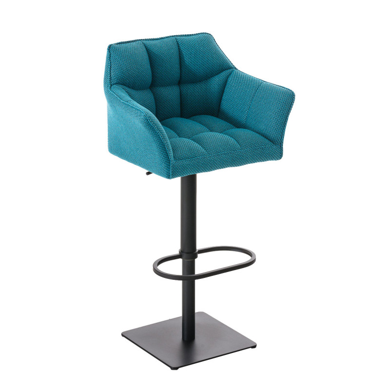 Taburete De Bar Damaso En Tela Turquesa,Negro
