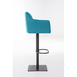 Taburete De Bar Damaso En Tela Turquesa,Negro