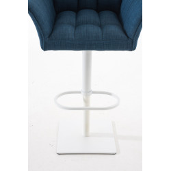 Taburete De Bar Damaso En Tela Azul,Blanco