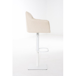 Taburete De Bar Damaso En Tela Crema,Blanco