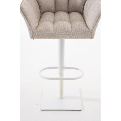 Taburete De Bar Damaso En Tela Marfil,Blanco