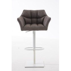 Taburete De Bar Damaso En Tela Gris,Blanco
