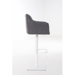Taburete De Bar Damaso En Tela Gris titanio,Blanco