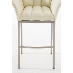 Taburete De Bar Damaso Con Base De 4 Pies Crema,Acero inoxidable