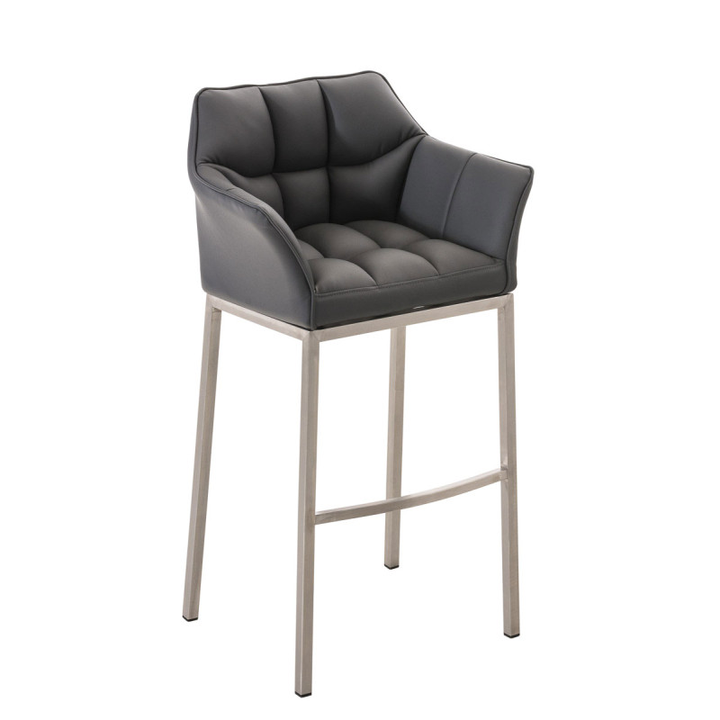 Taburete De Bar Damaso Con Base De 4 Pies Gris,Acero inoxidable