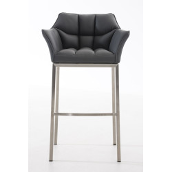 Taburete De Bar Damaso Con Base De 4 Pies Gris,Acero inoxidable