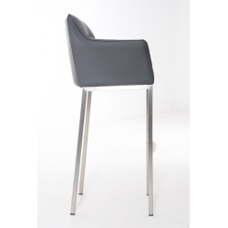 Taburete De Bar Damaso Con Base De 4 Pies Gris,Acero inoxidable
