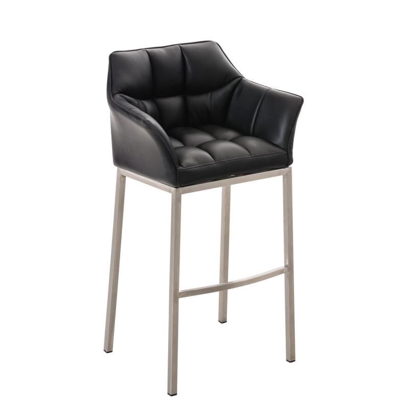 Taburete De Bar Damaso Con Base De 4 Pies Negro,Acero inoxidable