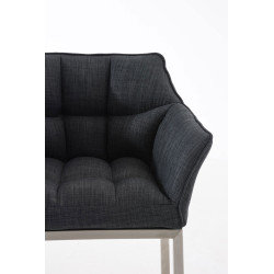 Taburete De Bar Damaso En Tela & Con Base De 4 Pies Gris oscuro,Acero inoxidable