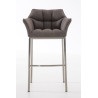 Taburete De Bar Damaso En Tela & Con Base De 4 Pies Gris,Acero inoxidable
