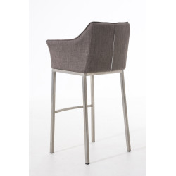Taburete De Bar Damaso En Tela & Con Base De 4 Pies Gris,Acero inoxidable