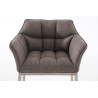 Taburete De Bar Damaso En Tela & Con Base De 4 Pies Gris,Acero inoxidable