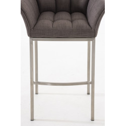 Taburete De Bar Damaso En Tela & Con Base De 4 Pies Gris,Acero inoxidable