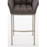 Taburete De Bar Damaso En Tela & Con Base De 4 Pies Gris,Acero inoxidable