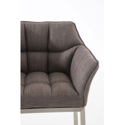 Taburete De Bar Damaso En Tela & Con Base De 4 Pies Gris,Acero inoxidable