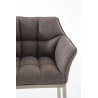 Taburete De Bar Damaso En Tela & Con Base De 4 Pies Gris,Acero inoxidable
