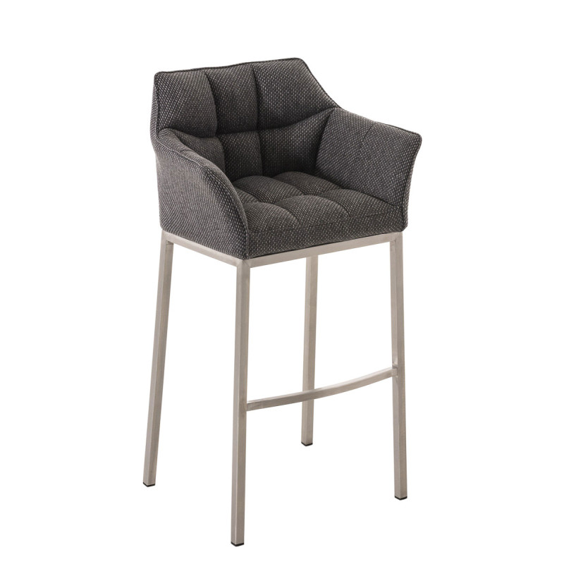 Taburete De Bar Damaso En Tela & Con Base De 4 Pies Gris titanio,Acero inoxidable
