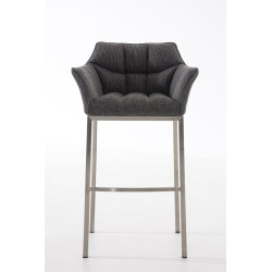 Taburete De Bar Damaso En Tela & Con Base De 4 Pies Gris titanio,Acero inoxidable
