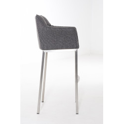 Taburete De Bar Damaso En Tela & Con Base De 4 Pies Gris titanio,Acero inoxidable