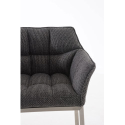 Taburete De Bar Damaso En Tela & Con Base De 4 Pies Gris titanio,Acero inoxidable