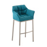 Taburete De Bar Damaso En Tela & Con Base De 4 Pies Turquesa,Acero inoxidable