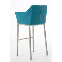 Taburete De Bar Damaso En Tela & Con Base De 4 Pies Turquesa,Acero inoxidable