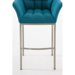 Taburete De Bar Damaso En Tela & Con Base De 4 Pies Turquesa,Acero inoxidable
