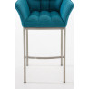 Taburete De Bar Damaso En Tela & Con Base De 4 Pies Turquesa,Acero inoxidable