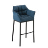 Taburete De Bar Damaso En Tela & Con Base De 4 Pies Azul,Negro