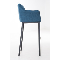 Taburete De Bar Damaso En Tela & Con Base De 4 Pies Azul,Negro
