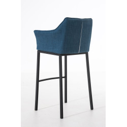 Taburete De Bar Damaso En Tela & Con Base De 4 Pies Azul,Negro