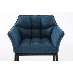 Taburete De Bar Damaso En Tela & Con Base De 4 Pies Azul,Negro