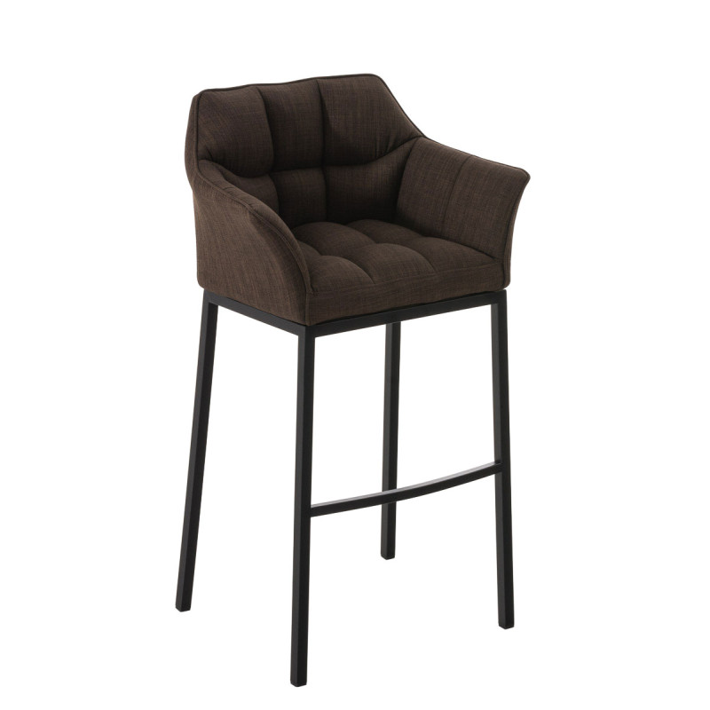 Taburete De Bar Damaso En Tela & Con Base De 4 Pies Marrón,Negro