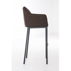 Taburete De Bar Damaso En Tela & Con Base De 4 Pies Marrón,Negro