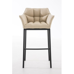 Taburete De Bar Damaso En Tela & Con Base De 4 Pies Crema,Negro