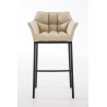 Taburete De Bar Damaso En Tela & Con Base De 4 Pies Crema,Negro